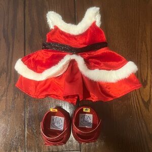 Build-A-Bear Red Christmas/Holiday Dress & Red Sparkling Glitter Shoes